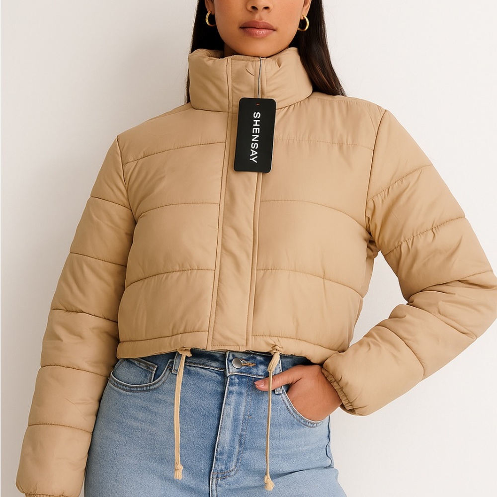 SHEIN SXY Beige Puffer Jacket size M NWT